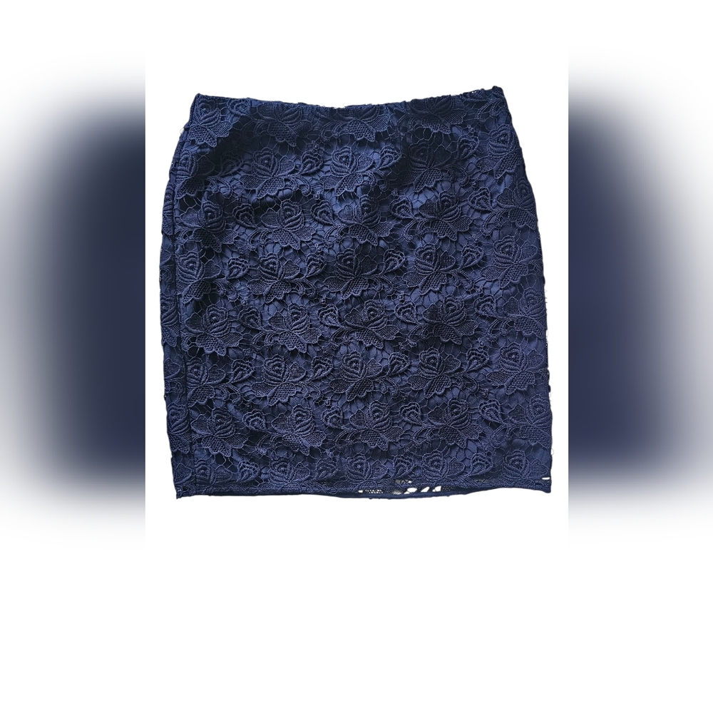 Banana Republic Navy Floral Lace Skirt 8